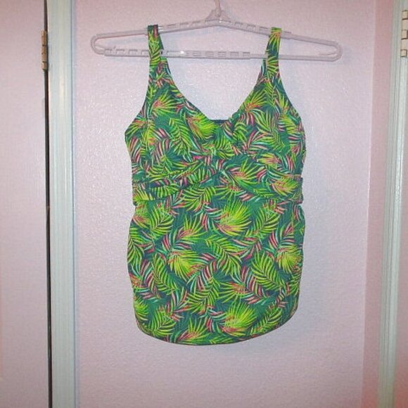 Lands' End Wrap Underwire Tankini Swimsuit Top Size 24W Underwire UPF Bra DDD - Picture 1 of 8
